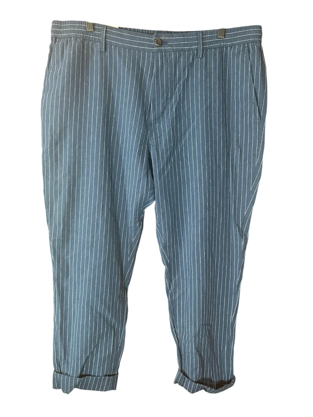 Banana Republic Athletic Fit Blue Pinstripe Linen Blend Chinos NWT
